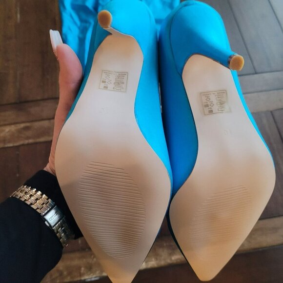 Azalea Wang Taytay Turquise Legging Stilleto Heels size 10 - Picture 3 of 6